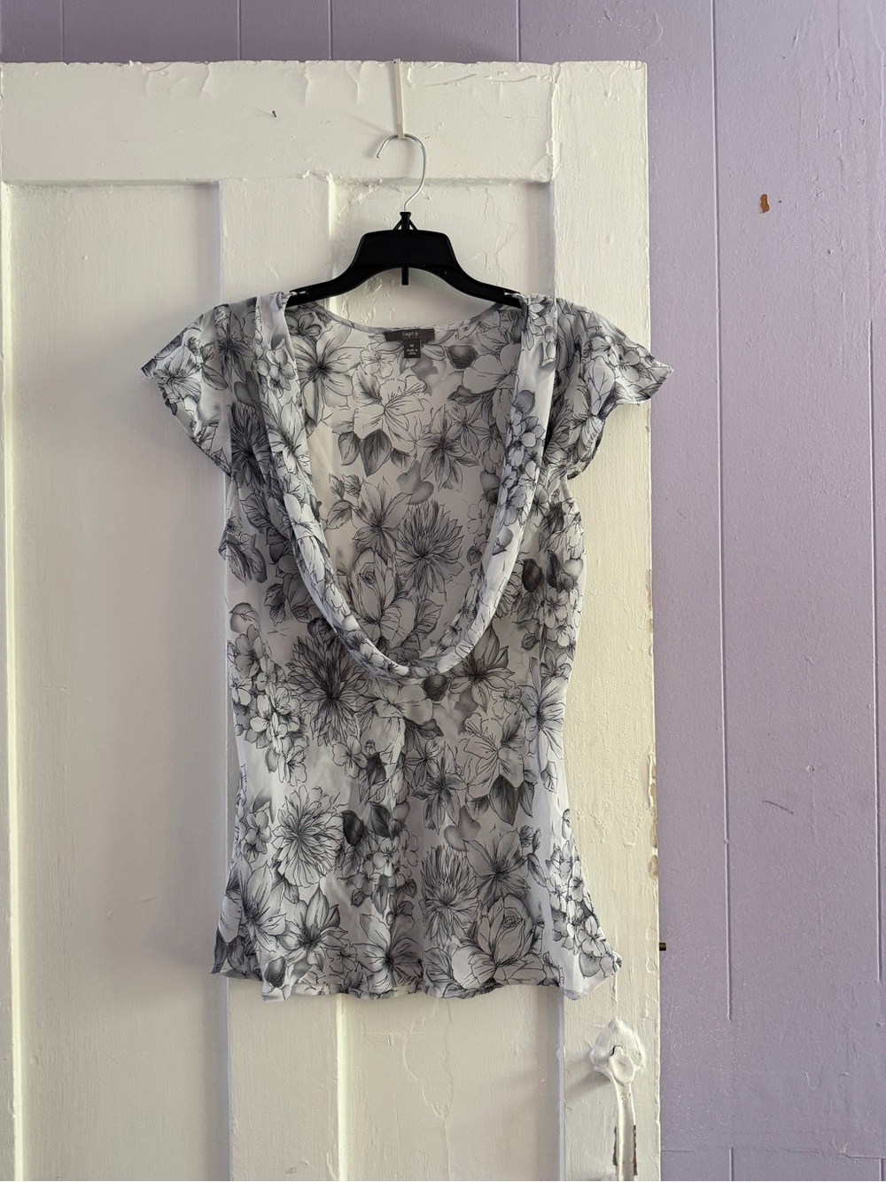 Apt. 9 Black & White Floral Cowl Neck Camisole